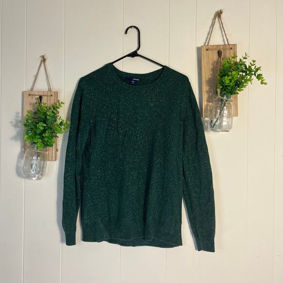 Junior's Basic Editions Green Sparkle Sweater L - Picture 1 of 5